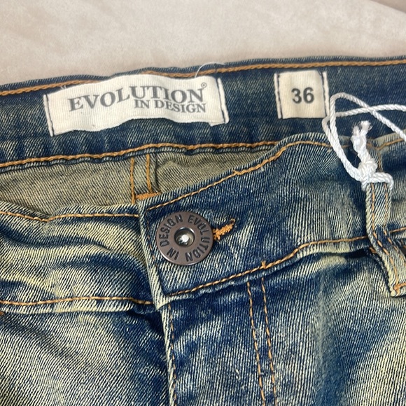 Evolution In Design Denim Jeans Slim Distressed 36” waist, 32” length, stretchy - Picture 2 of 12